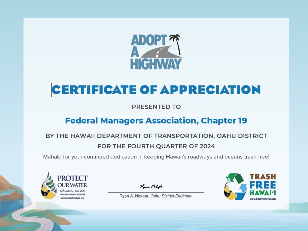 Adopt a Highway Certificate of Appreciation for the 4th Quarter of 2024